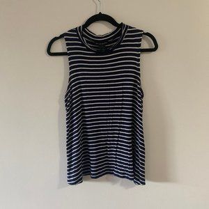 Blue and White Turtle Neck Tank